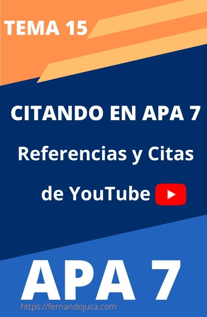 Citar Y Referenciar En Apa 7m Edición Vídeos Y Perfiles De Youtube Parte 15 Creación De 9850