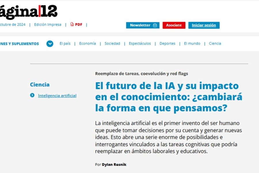 Entrevista en Página 12: El futuro de la IA y su impacto en el conocimiento