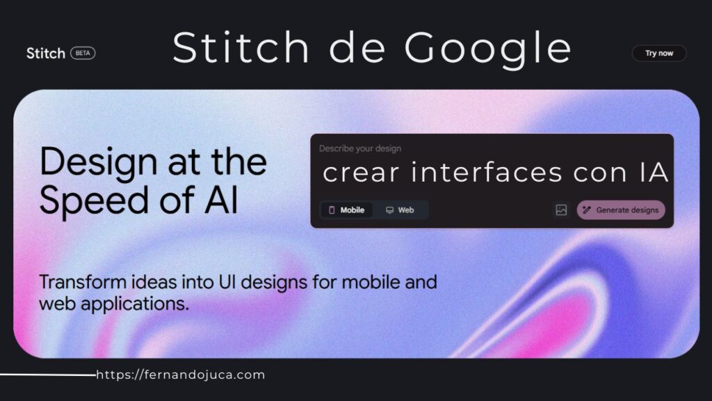 Stitch de Google: crea interfaces web con IA solo usando texto