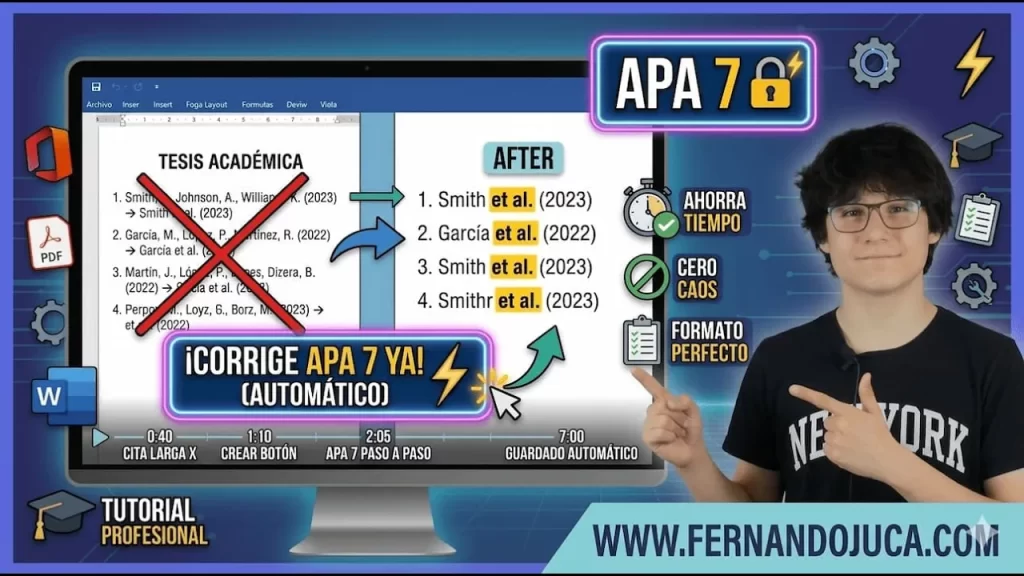 Corregir citas APA 7 de tres autores con un clic en Word
