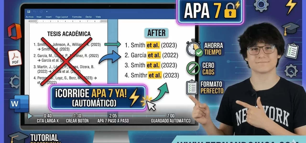 Corregir citas APA 7 de tres autores con un clic en Word