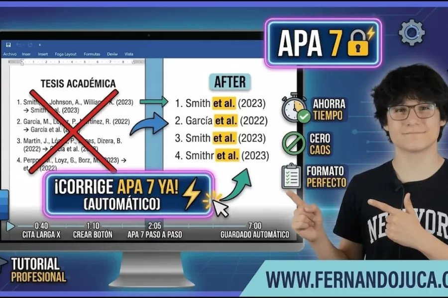 Corregir citas APA 7 de tres autores con un clic en Word