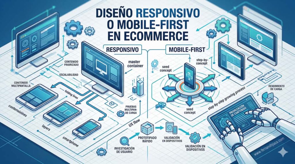 Diseño responsivo o mobile-first en ecommerce: cuál conviene más
