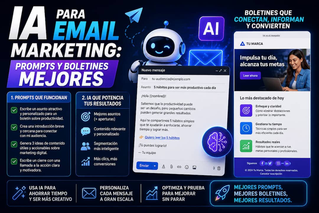 IA para email marketing: prompts y boletines mejores