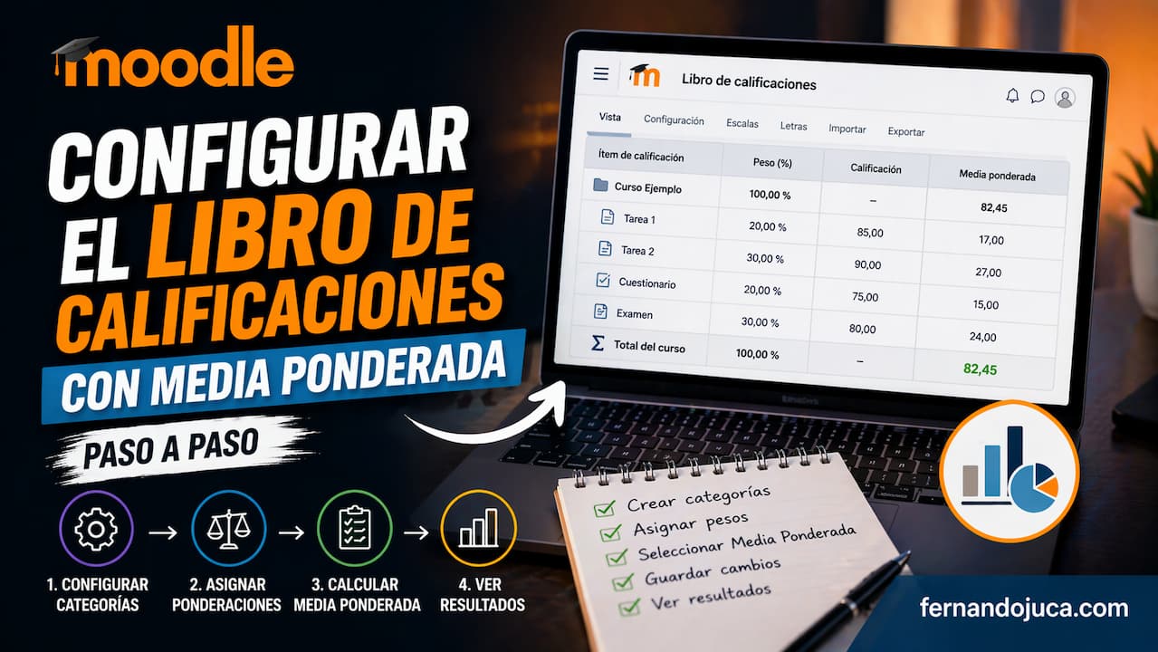Cómo configurar el libro de calificaciones en Moodle