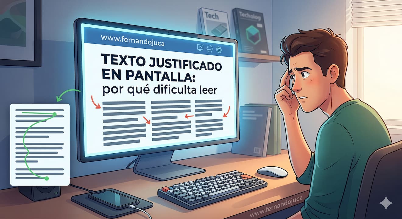 Texto justificado en pantalla: por qué dificulta leer