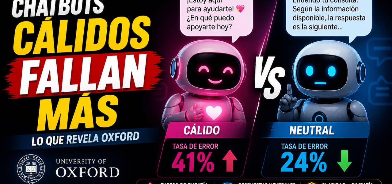 Chatbots cálidos fallan más: lo que revela Oxford