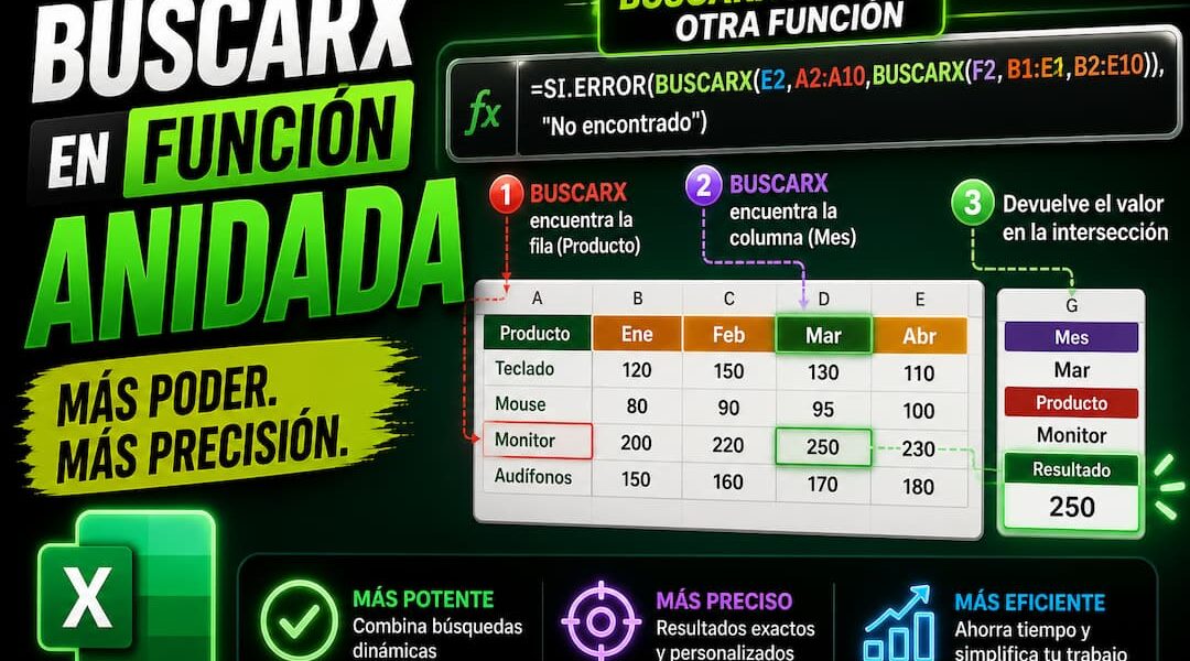 Cómo usar BUSCARX anidado en Excel paso a paso