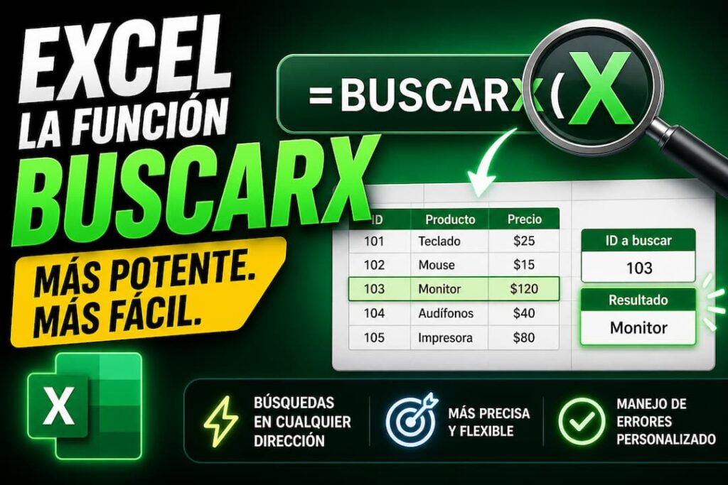 Función BUSCARX en Excel: sintaxis, usos y ejemplos