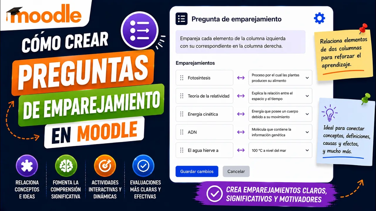 Preguntas de emparejamiento en Moodle