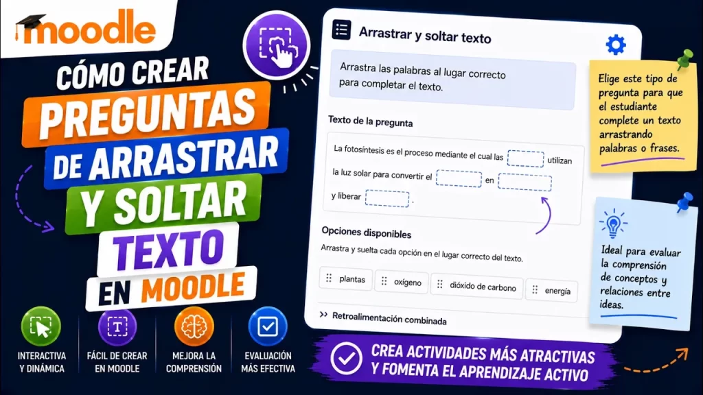 Preguntas de Arrastrar y soltar texto en Moodle
