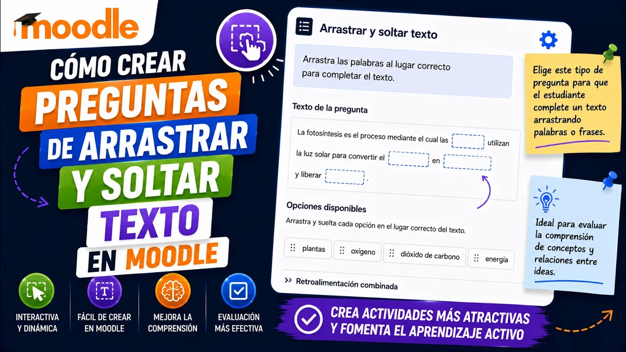 Preguntas de Arrastrar y soltar texto en Moodle