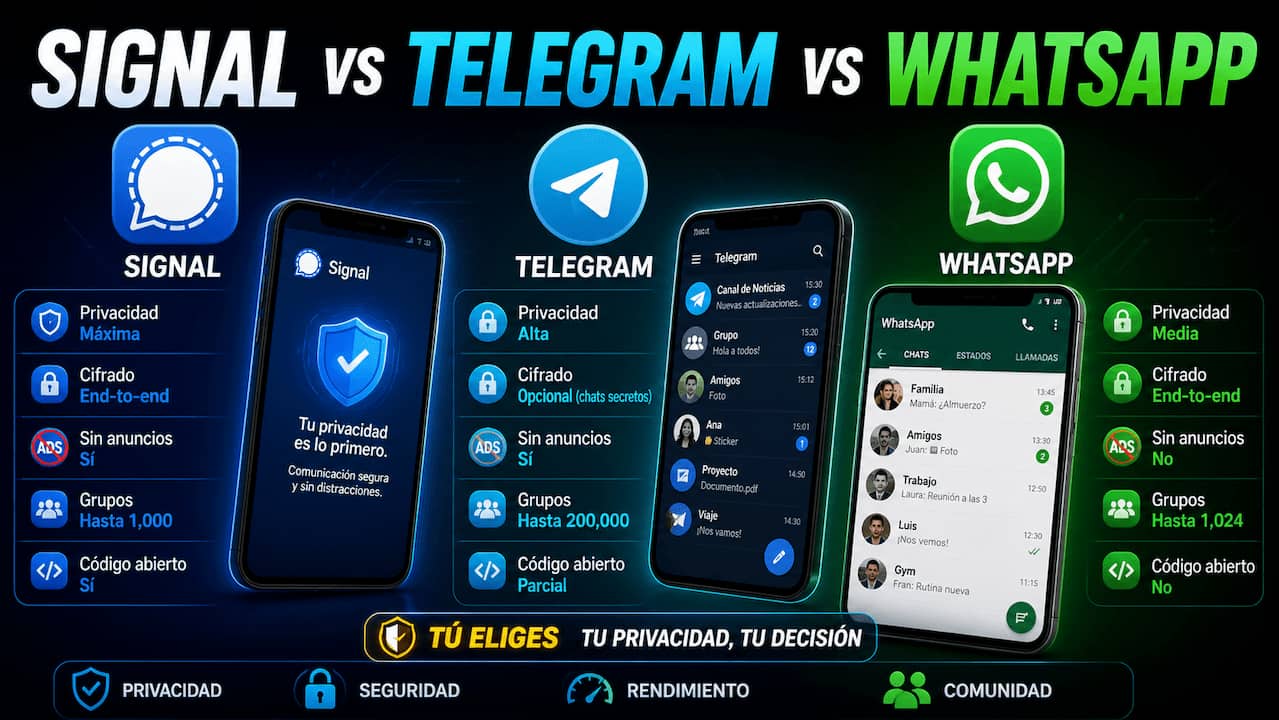 Signal vs Telegram vs WhatsApp: qué tan seguras son