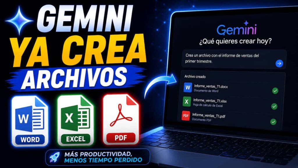 Gemini ya crea archivos Word, Excel y PDF