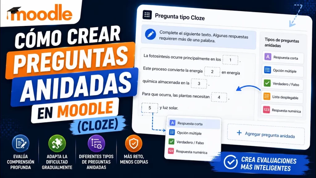 Preguntas anidadas en Moodle: guía Cloze