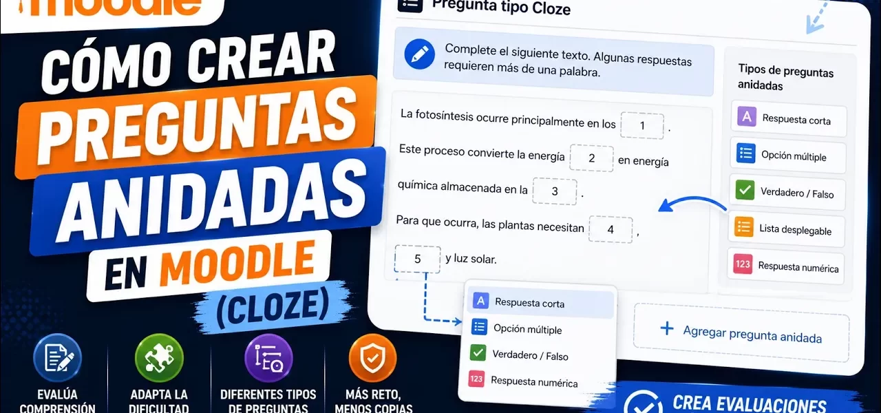 Preguntas anidadas en Moodle: guía Cloze