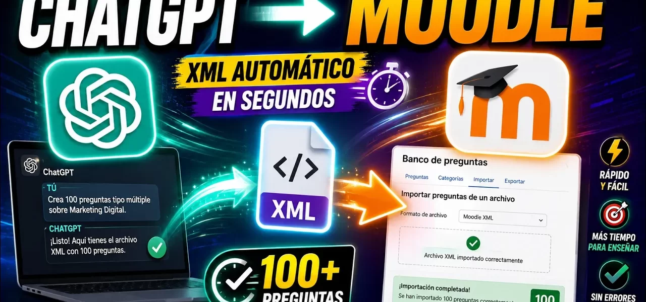 Importar preguntas a Moodle con ChatGPT en formato XML