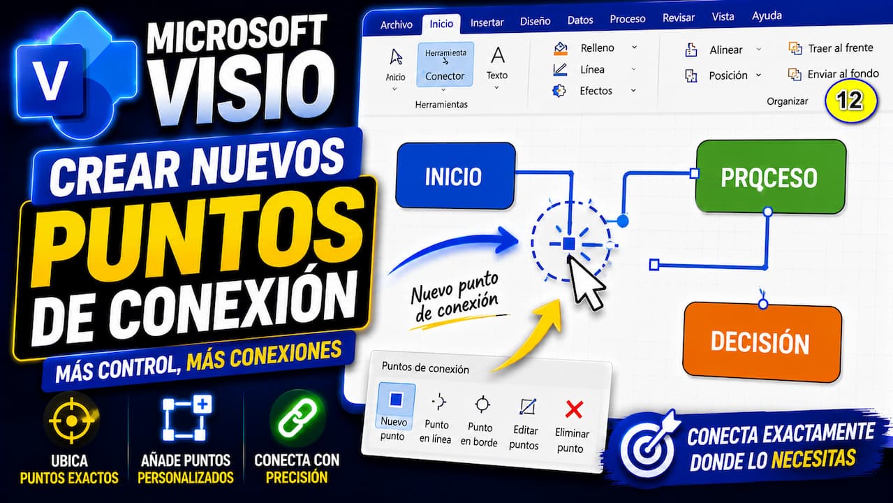 Crear nuevos puntos de conexión en Microsoft Visio | Tema 12