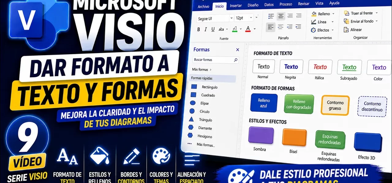 Dar formato a texto y formas en Microsoft Visio | Tema 9