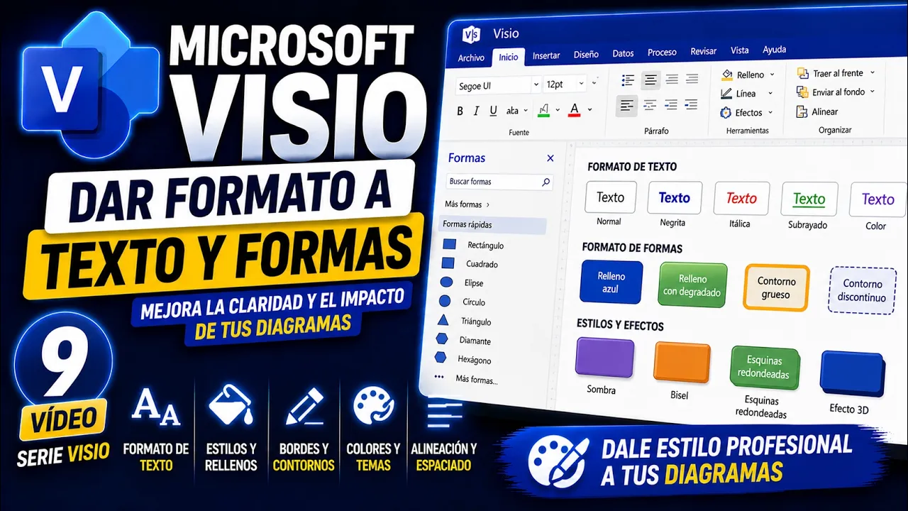 Dar formato a texto y formas en Microsoft Visio | Tema 9