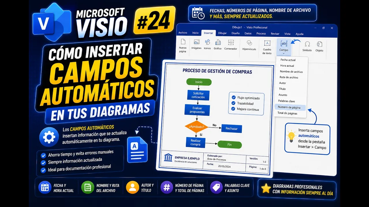 Campos personalizados en fondos de Microsoft Visio | Tema 24