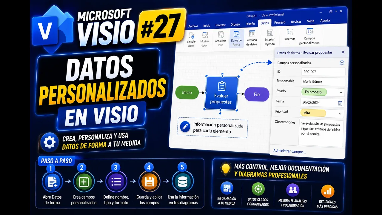 Crear datos de forma personalizados en Visio | Tema 27