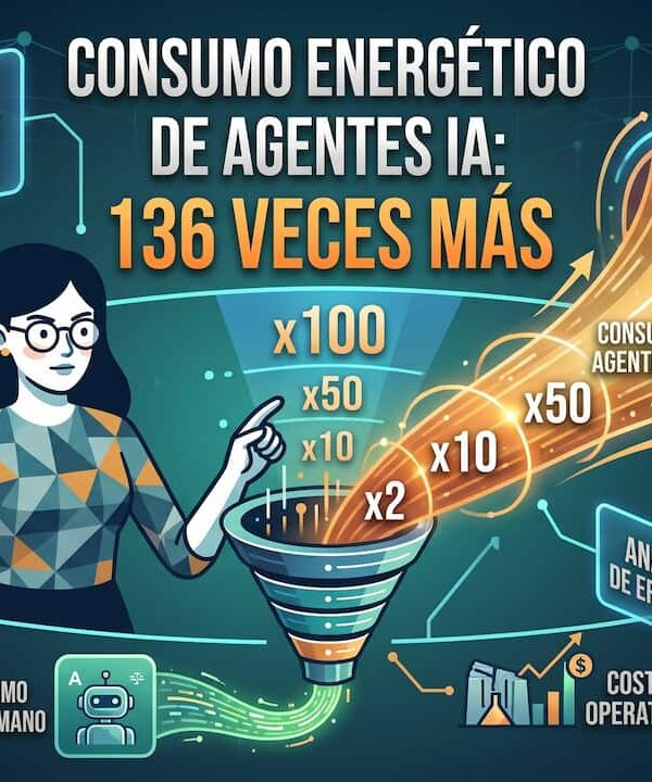 Consumo energético de agentes IA: 136 veces más
