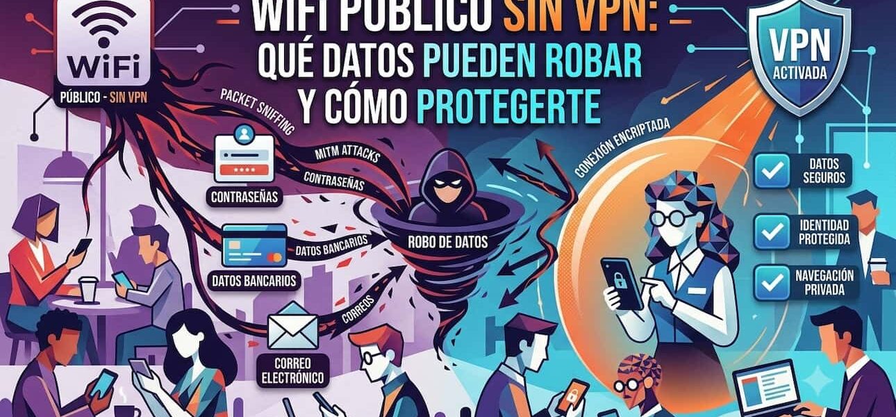 WiFi público sin VPN: qué datos pueden robar y cómo protegerte