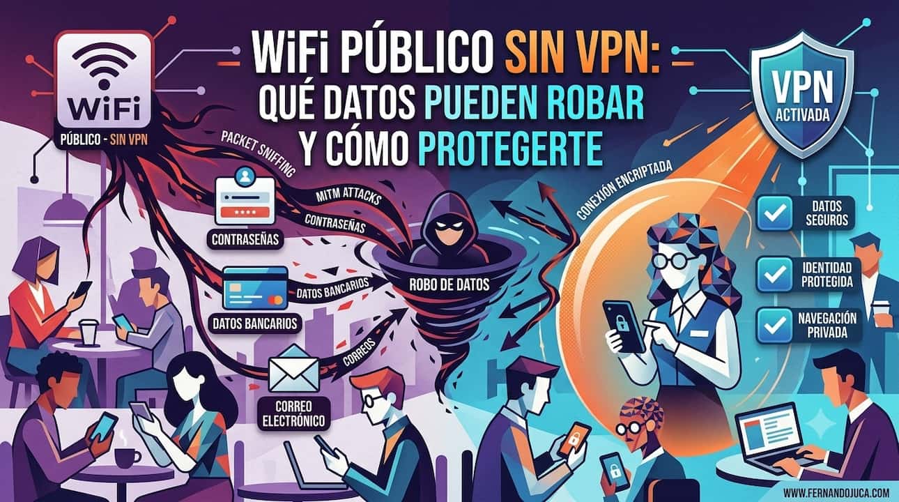 WiFi público sin VPN: qué datos pueden robar y cómo protegerte