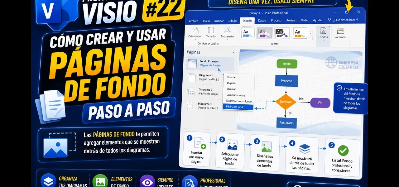 Páginas de fondo en Microsoft Visio paso a paso | Tema 22