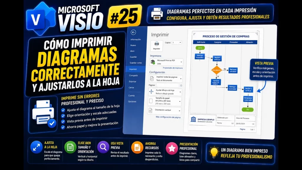 Cómo imprimir diagramas en Microsoft Visio | Tema 25
