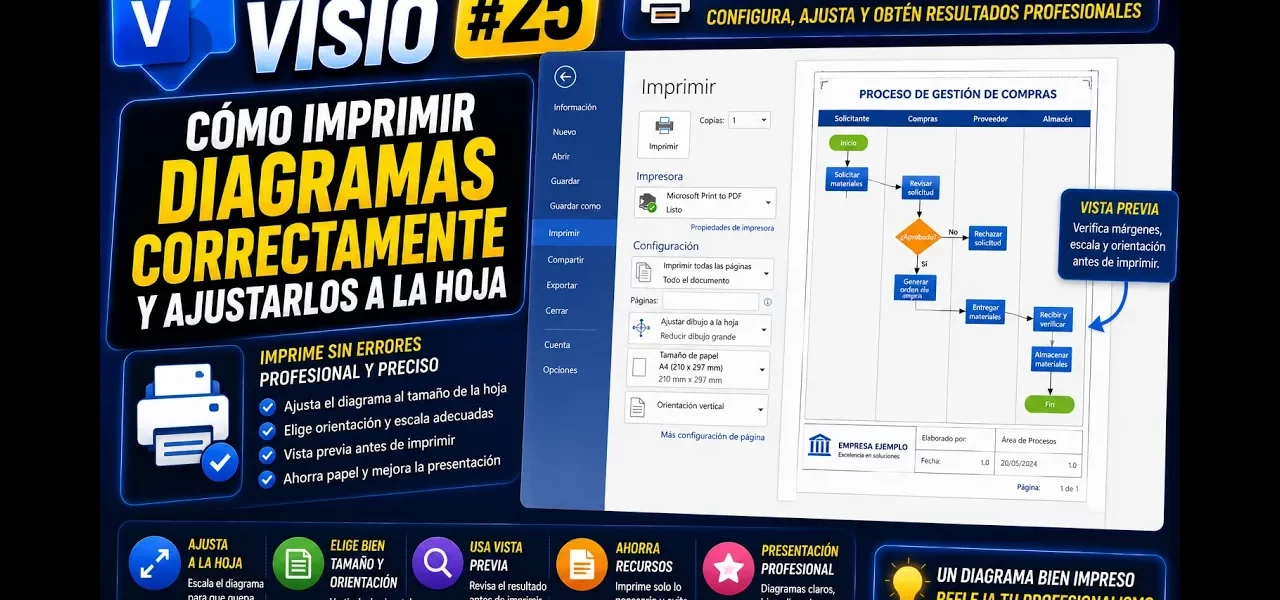 Cómo imprimir diagramas en Microsoft Visio | Tema 25