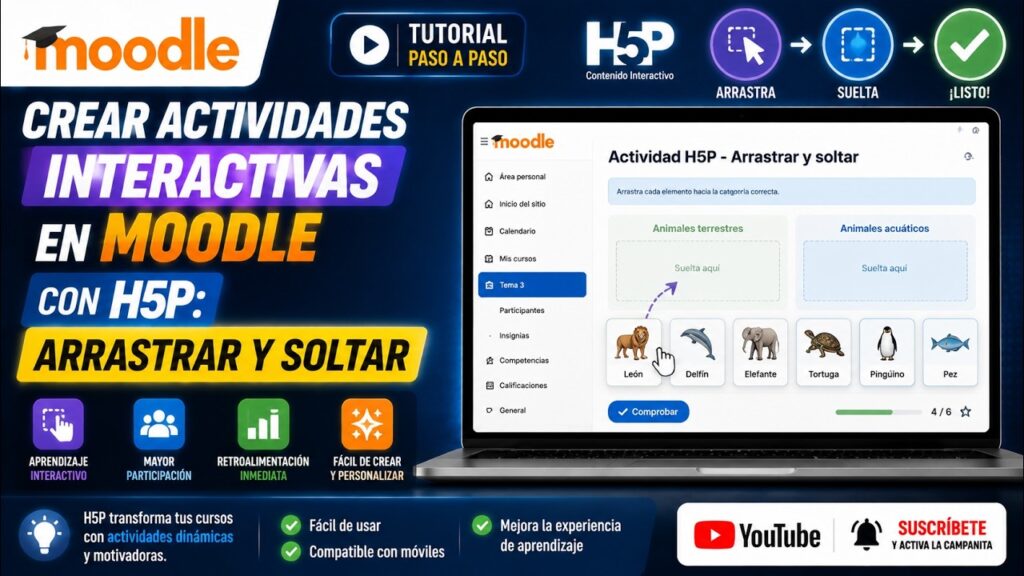 Crear actividades interactivas en Moodle con H5P: arrastrar y soltar
