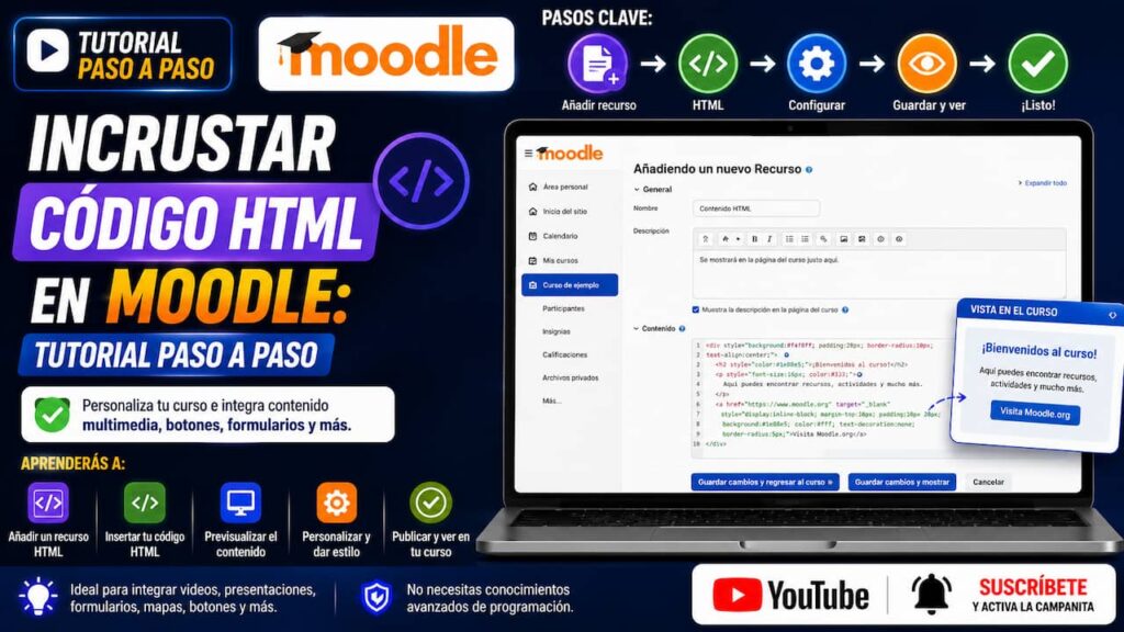 Incrustar código HTML en Moodle: tutorial paso a paso