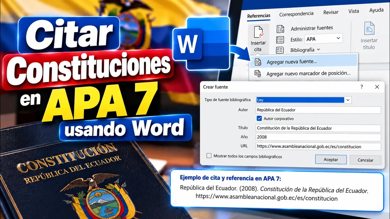 Cómo citar una Constitución en APA 7 usando Word