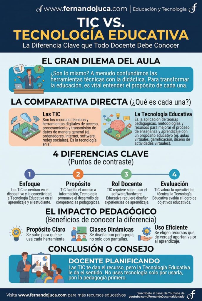 infografia diferencia TIC tecnología educativa